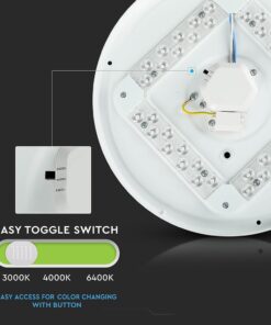 LED πλαφονιέρα 36W στρογγυλή, CCT 3IN1 Φωτισμός Λευκό σώμα V-TAC – 217609