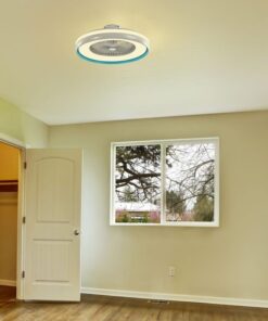 Ανεμιστήρας οροφής LED 45W 3 σε 1 λευκό σώμα-μπλε δαχτυλίδι 7 πτερυγίων με ρύθμιση μέσω RF control V-TAC – 217934