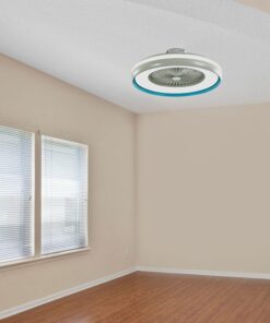 Ανεμιστήρας οροφής LED 45W 3 σε 1 λευκό σώμα-μπλε δαχτυλίδι 7 πτερυγίων με ρύθμιση μέσω RF control V-TAC – 217934