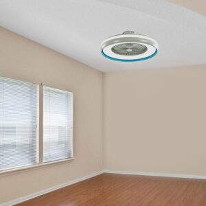 Ανεμιστήρας οροφής LED 45W 3 σε 1 λευκό σώμα-μπλε δαχτυλίδι 7 πτερυγίων με ρύθμιση μέσω RF control V-TAC – 217934