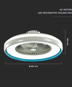 Ανεμιστήρας οροφής LED 45W 3 σε 1 λευκό σώμα-μπλε δαχτυλίδι 7 πτερυγίων με ρύθμιση μέσω RF control V-TAC – 217934