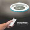 Ανεμιστήρας οροφής LED 45W 3 σε 1 λευκό σώμα-μπλε δαχτυλίδι 7 πτερυγίων με ρύθμιση μέσω RF control V-TAC – 217934