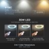 Ανεμιστήρας οροφής LED 45W 3 σε 1 λευκό σώμα-μπλε δαχτυλίδι 7 πτερυγίων με ρύθμιση μέσω RF control V-TAC – 217934