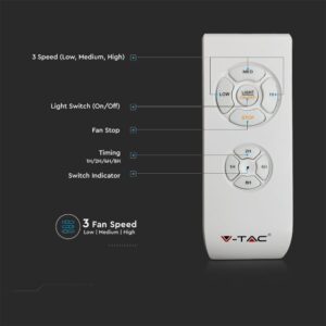 Ανεμιστήρας οροφής LED 45W 3 σε 1 λευκό σώμα-μπλε δαχτυλίδι 7 πτερυγίων με ρύθμιση μέσω RF control V-TAC – 217934