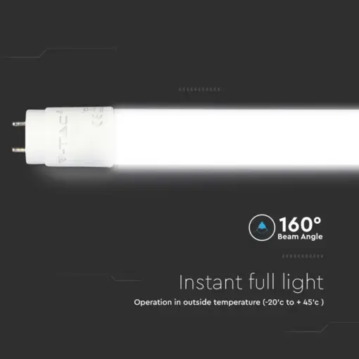 LED Λάμπα T8 G13 60cm 7.5W V-TAC Samsung Chip Rotable 850lm 160° Φυσικό   4000K – 21686