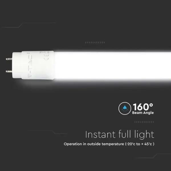 LED Λάμπα T8 G13 60cm 7.5W V-TAC Samsung Chip Rotable 850lm 160° Φυσικό   4000K – 21686