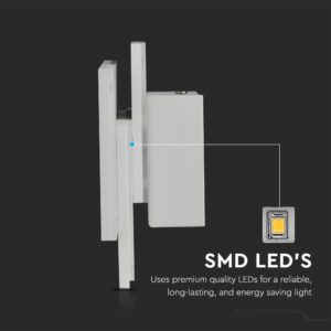 LED Απλίκα 3 Επιπέδων Αρχιτεκτονικού Φωτισμού Λευκό Σώμα 11W Θερμό 3000K V-TAC – 218202