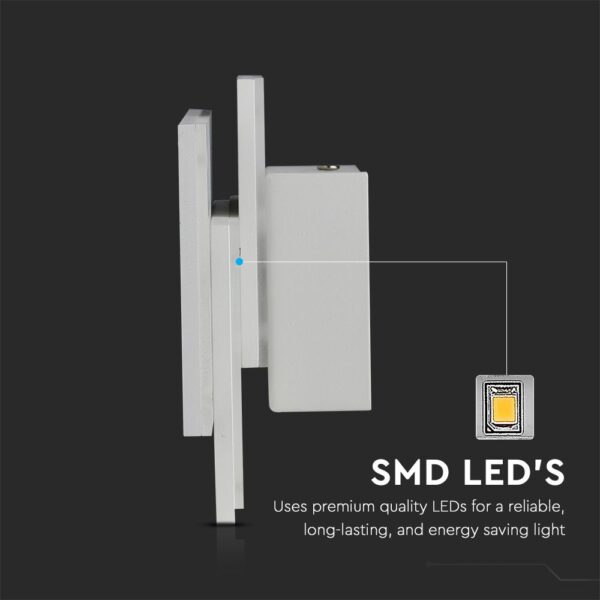 LED Απλίκα 3 Επιπέδων Αρχιτεκτονικού Φωτισμού Λευκό Σώμα 11W Θερμό 3000K V-TAC – 218202