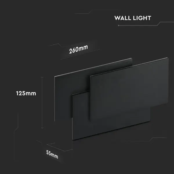 LED Φωτιστικό Απλίκα 11W V-TAC Ορθογώνιο Μαύρο Θερμό 3000Κ – 218204