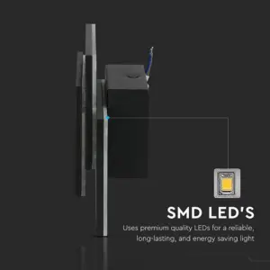 LED Φωτιστικό Απλίκα 11W V-TAC Ορθογώνιο Μαύρο Θερμό 3000Κ – 218204