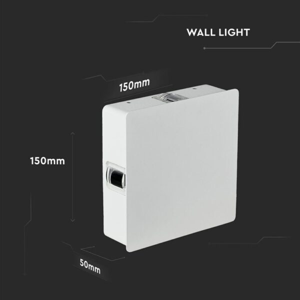 LED απλίκα 4W τετράγωνη 4000K φυσικό λευκό με λευκό σώμα IP65 V-TAC – 218210