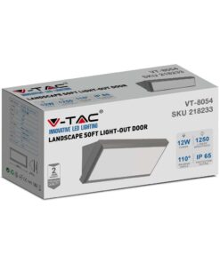 LED Φωτιστικό Απλίκα Γωνία 12W V-TAC Γκρι IP65 Θερμό 3000Κ – 218233