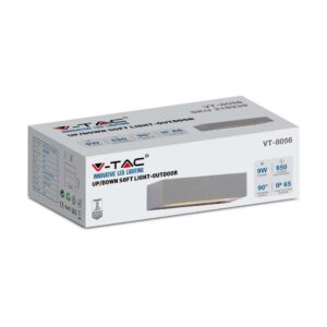 LED Φωτιστικό Απλίκα Up-Down 9W V-TAC Γκρι IP65 Θερμό 3000Κ – 218239