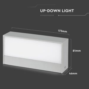 LED Φωτιστικό Απλίκα Up-Down 9W V-TAC Γκρι IP65 Θερμό 3000Κ – 218239