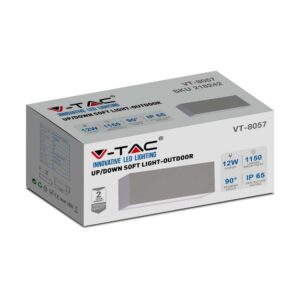 LED Φωτιστικό Απλίκα Up-Down 12W V-TAC Γκρι Αδιάβροχο IP65 Θερμό 3000Κ – 218242