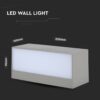 LED Φωτιστικό Απλίκα Up-Down 12W V-TAC Γκρι Αδιάβροχο IP65 Θερμό 3000Κ – 218242