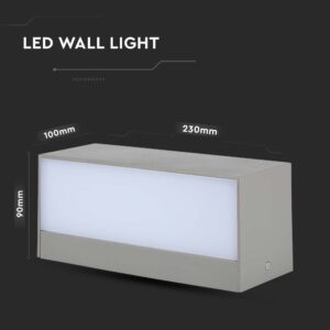 LED Φωτιστικό Απλίκα Up-Down 12W V-TAC Γκρι Αδιάβροχο IP65 Θερμό 3000Κ – 218242