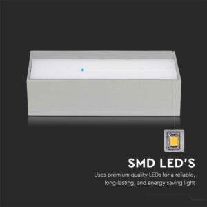 LED Φωτιστικό Απλίκα Up-Down 12W V-TAC Γκρι Αδιάβροχο IP65 Θερμό 3000Κ – 218242