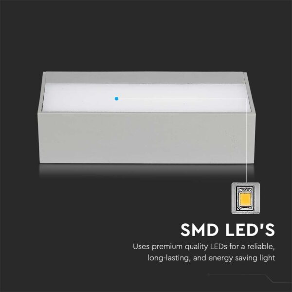 LED Φωτιστικό Απλίκα Up-Down 12W V-TAC Γκρι Αδιάβροχο IP65 Θερμό 3000Κ – 218242
