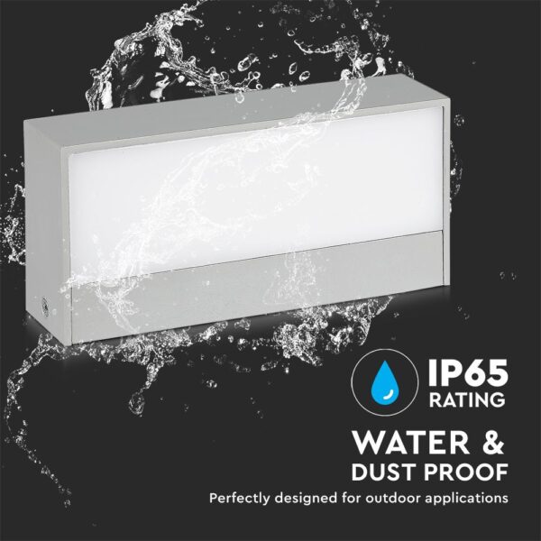 LED Φωτιστικό Απλίκα Up-Down 12W V-TAC Γκρι Αδιάβροχο IP65 Θερμό 3000Κ – 218242