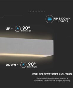 LED Φωτιστικό Απλίκα Up-Down 12W V-TAC Γκρι Αδιάβροχο IP65 Θερμό 3000Κ – 218242