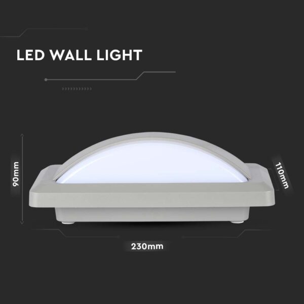 LED Φωτιστικό Απλίκα 12W V-TAC Γκρι Αδιάβροχο IP65 Φυσικό 4000K – 218246