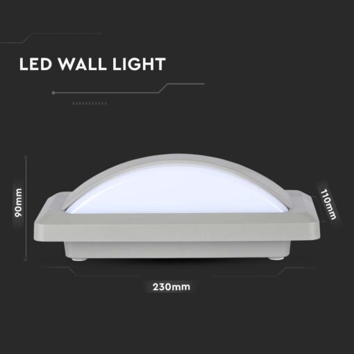 LED Φωτιστικό Απλίκα 12W V-TAC Γκρι Αδιάβροχο IP65 Ψυχρό 6400K – 218247