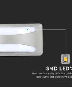 LED Φωτιστικό Απλίκα 12W V-TAC Γκρι Αδιάβροχο IP65 Φυσικό 4000K – 218246