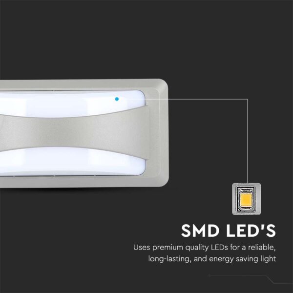 LED Φωτιστικό Απλίκα 12W V-TAC Γκρι Αδιάβροχο IP65 Φυσικό 4000K – 218246