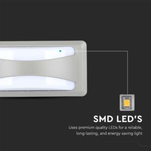 LED Φωτιστικό Απλίκα 12W V-TAC Γκρι Αδιάβροχο IP65 Ψυχρό 6400K – 218247