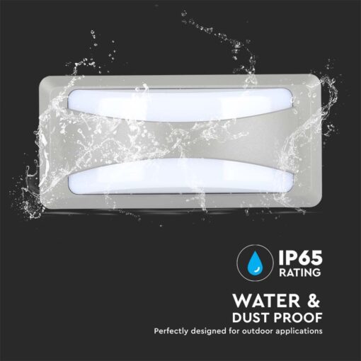 LED Φωτιστικό Απλίκα 12W V-TAC Γκρι Αδιάβροχο IP65 Ψυχρό 6400K – 218247