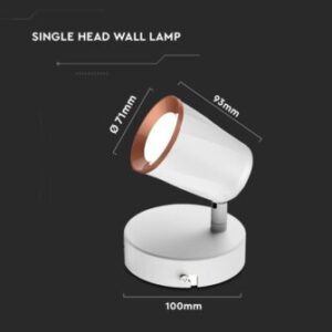 LED επιτοίχιο φωτιστικό 6W 3000K θερμό λευκό με λευκό σώμα V-TAC – 218250