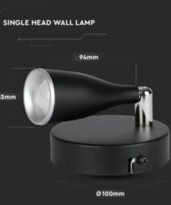 LED επιτοίχιο φωτιστικό 4.5W 3000K θερμό λευκό με μαύρο σώμα V-TAC – 218263
