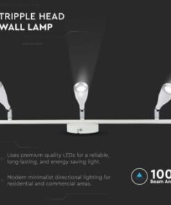 LED επιτοίχιο/οροφής φωτιστικό 13.5W 3000K θερμό λευκό με λευκό σώμα V-TAC – 218270
