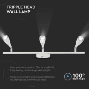 LED επιτοίχιο/οροφής φωτιστικό 13.5W 3000K θερμό λευκό με λευκό σώμα V-TAC – 218270