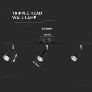 LED επιτοίχιο/οροφής φωτιστικό 13.5W 3000K θερμό λευκό με μαύρο σώμα V-TAC – 218271