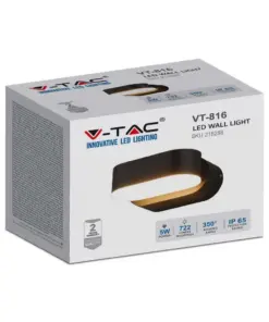 LED Φωτιστικό Τοίχου Περιστρεφόμενο 5W V-TAC Μαύρο IP65 Θερμό 3000Κ – 218288