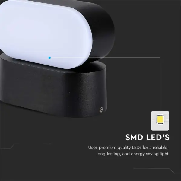 LED Φωτιστικό Τοίχου Περιστρεφόμενο 5W V-TAC Μαύρο IP65 Θερμό 3000Κ – 218288