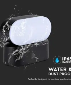 LED Φωτιστικό Τοίχου Περιστρεφόμενο 5W V-TAC Μαύρο IP65 Θερμό 3000Κ – 218288