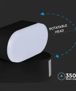 LED Φωτιστικό Τοίχου Περιστρεφόμενο 5W V-TAC Μαύρο IP65 Θερμό 3000Κ – 218288