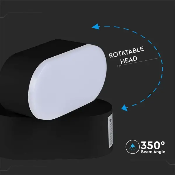 LED Φωτιστικό Τοίχου Περιστρεφόμενο 5W V-TAC Μαύρο IP65 Θερμό 3000Κ – 218288