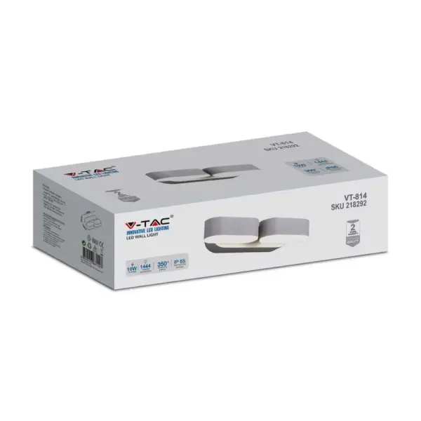 Φωτιστικό Τοίχου Περιστρεφόμενο 10W V-TAC Γκρι Αδιάβροχο IP65   Φυσικό  4000Κ – 218292