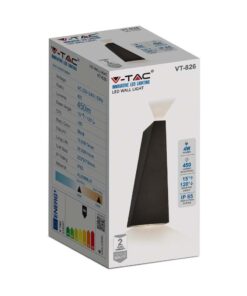 LED Φωτιστικό Τοίχου 4W V-TAC Μαύρο Αδιάβροχο IP65 Φυσικό 4000Κ – 218298