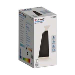 LED Φωτιστικό Τοίχου 4W V-TAC Μαύρο Αδιάβροχο IP65 Φυσικό 4000Κ – 218298