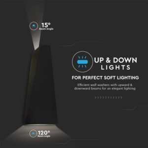 LED Φωτιστικό Τοίχου 4W V-TAC Μαύρο Αδιάβροχο IP65 Φυσικό 4000Κ – 218298