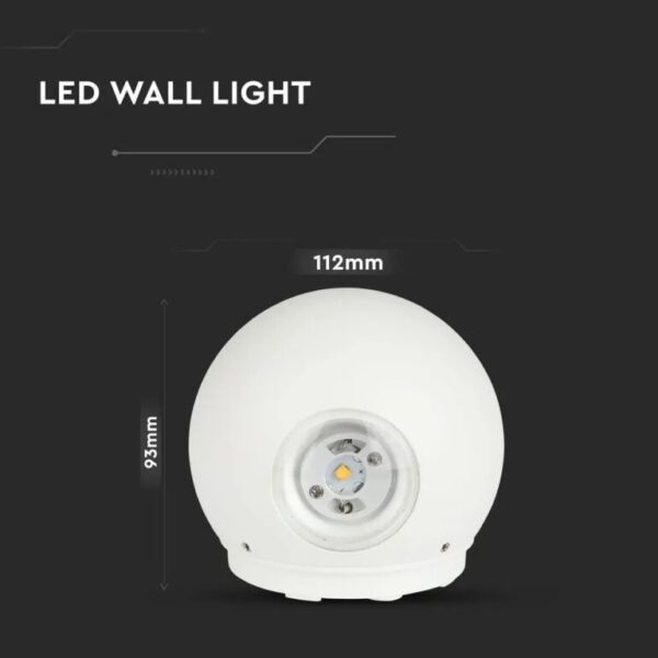 LED απλίκα 6W αρχιτεκτονικού φωτισμού 4000K φυσικό λευκό λευκό σώμα στρογγυλό V-TAC – 218302