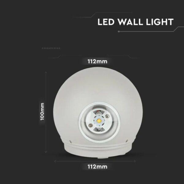 LED απλίκα 4W αρχιτεκτονικού φωτισμού 4000K φυσικό λευκό γκρι σώμα στρογγυλό V-TAC – 218306