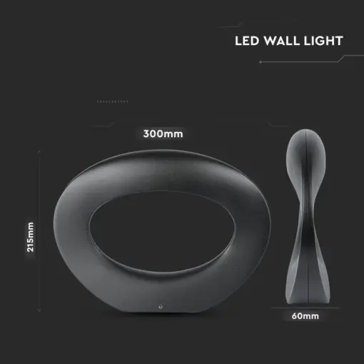 LED Φωτιστικό Τοίχου 9W V-TAC Μαύρο Θερμό Λευκό 3000Κ – 218309