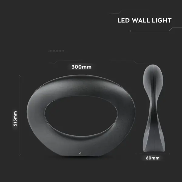 LED Φωτιστικό Τοίχου 9W V-TAC Μαύρο Θερμό Λευκό 3000Κ – 218309