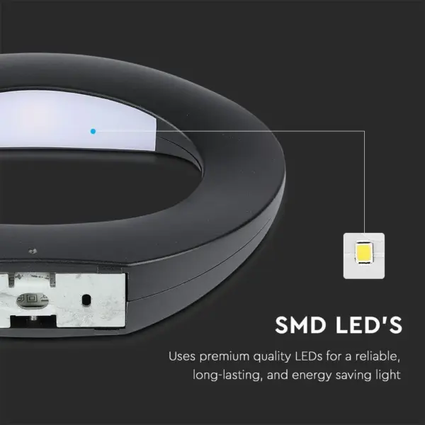LED Φωτιστικό Τοίχου 9W V-TAC Μαύρο Θερμό Λευκό 3000Κ – 218309